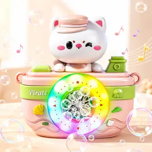 Bubble Machine for Kids, Automatic Bubble Blower Toy with Colorful LED Lights, Rechargeable Musical Bubble Maker for Outdoor Party Summer Gift
