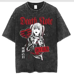 Death Note Shirt, Misa Amane Oversized Tshirt, Vintage Anime Graphic Tee, Fashion Wear, Acid Wash Streetwear T-Shirt, Gothic Lolita Shinigami Eyes Top, Heavyweight Cotton Harajuku Clothing, Anime Graphic Merchandise, Unisex Oversized Boyfriend Style Tee