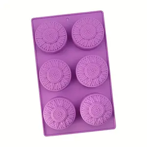 6-Cavity Sunflower Silicone Cake Molds, Daisy French Style Baking Molds for DIY Soap, Chocolate, Ice Cream, Jelly, Pudding, Mousse - Crafting and Baking Tools for Handmade Creators and Hobbyists