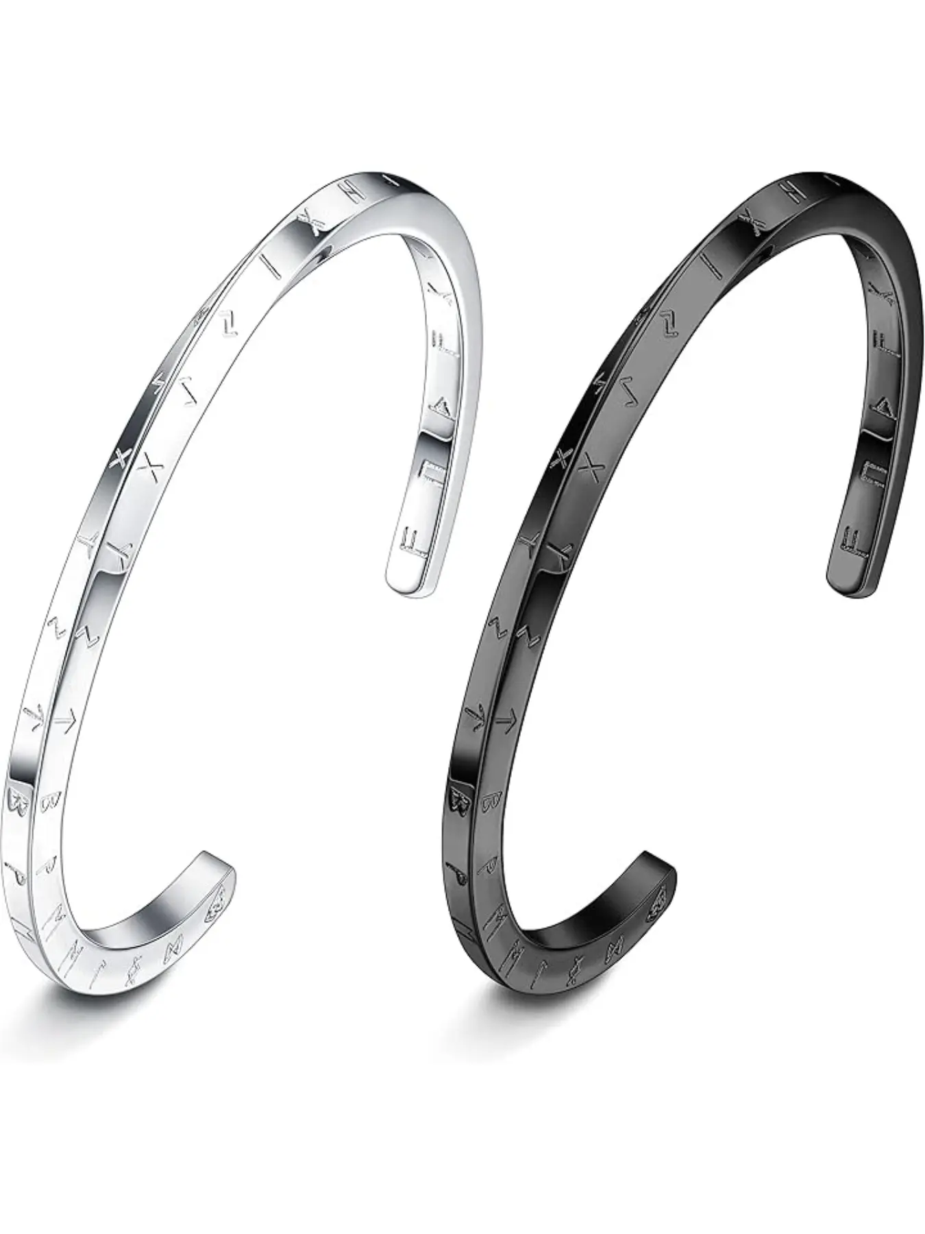 2 pieces Viking bracelet men's stainless steel Nordic amulet bracelet silver/black bracelet twisted runes talisman bracelet men's Viking jewellery Jewelry Bracelet