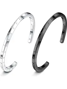 2 pieces Viking bracelet men's stainless steel Nordic amulet bracelet silver/black bracelet twisted runes talisman bracelet men's Viking jewellery Exquisite Trendy Bracelet Fashionable Bracelet