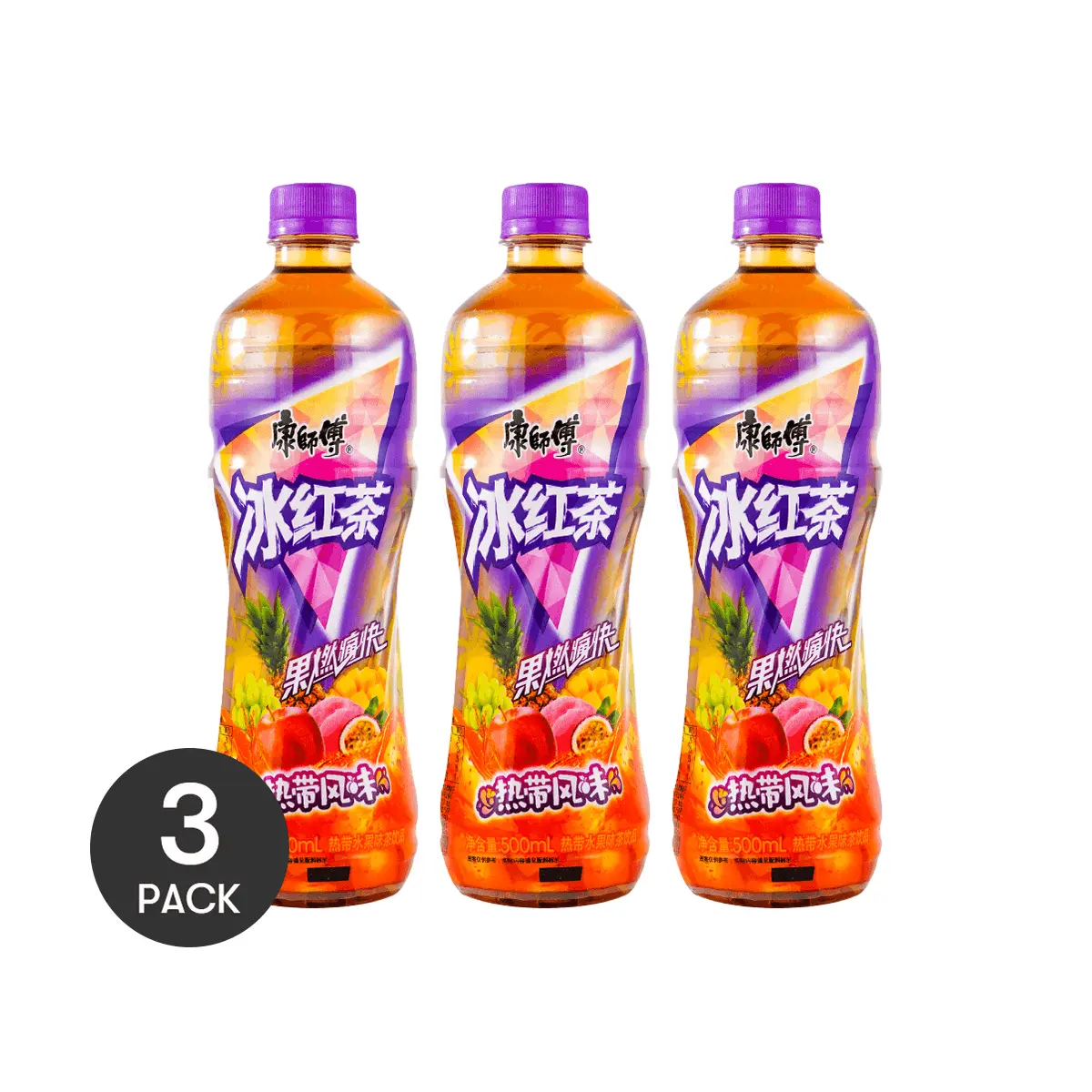 3 Pack MASTER KONG Ice Black Tea Tropical Fruit 16.9fl oz Each - Chinese Iced Tea, Refreshing