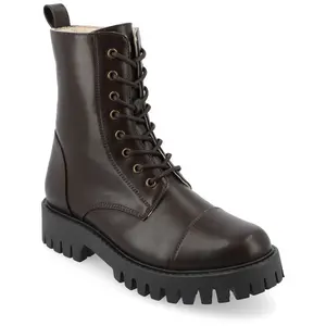 Journee Collection Medium and Wide Width Women's Aaley Combat Inside Zip Bootie, Brown 8W
