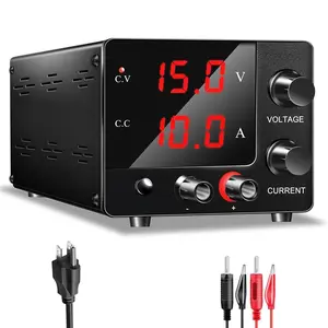 DC Power  Variable 0~30V 0~10A, 3-Digits LED Display Current and  Adjustable 150W Fixed with Encoder DC Bench Power  15V 10A/30V 5A,Electroplating DIY etc DC Power