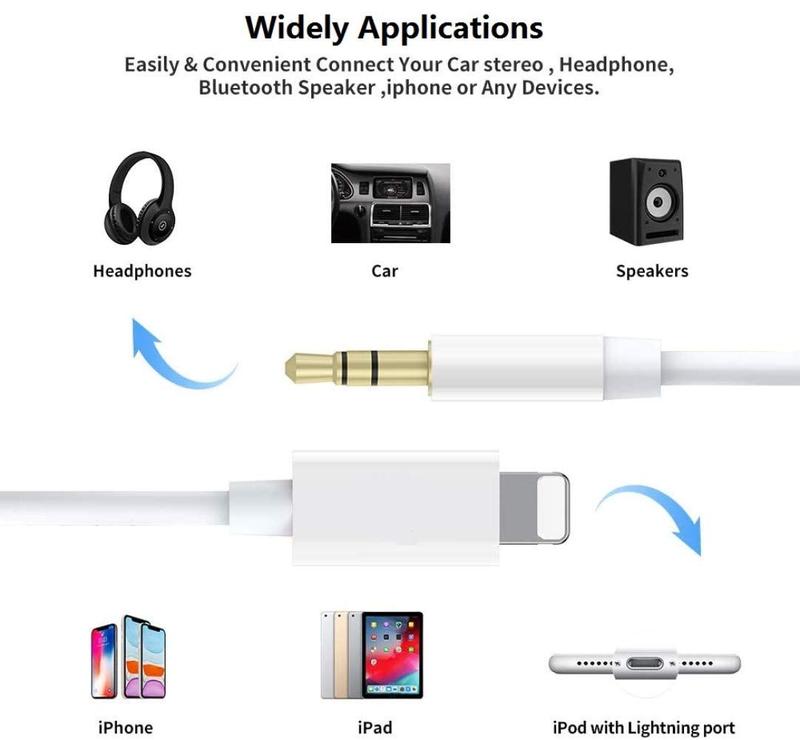 iPhone Aux Cord for Car, Lightning to 3.5 mm AUX Audio Cable Cord for Car Home Stereo, Speaker, Headphone Compatible with iPhone 14 13 12 11 Pro Max XS XR X 8, 3.3ft Accessories Portable iPhone Aux Cord for Car, Lightning to 3.5 mm AUX Audio Cable Cord for Car Home Stereo, Speaker, Headphone Compatible with iPhone 14 13 12 11 Pro Max XS XR X 8, 3.3ft Accessories Portable