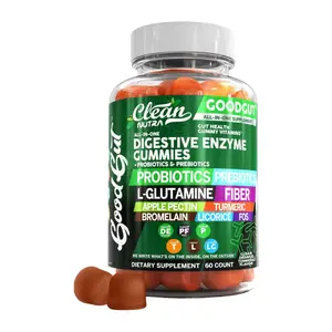 Clean Nutra Probiotics, Prebiotics, L-Glutamine, Fiber, Apple Pectin, Turmeric, Bromelain, Licorice & More For Gut Health Gummies - Good Gut