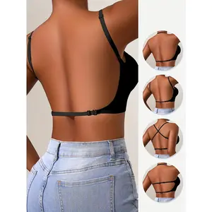 3-Pack Women's Seamless Backless Bra Backless Strapless Underwear Summer Sexy Bra Bridal Underwear Three Strap Styles, Seamless Breathable, Adjustable Straps, Thin Bra, Comfortable Breathable, Suitable for Weddings, Summer Clothing, Wedding Unde