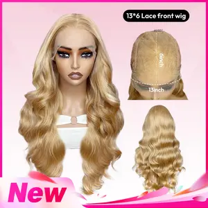 VSIGN Honey Blonde Long Body Wave Wig 13 By 6 HD Lace Front Rooted Platinum Blonde Premium Synthetic Heat Resistant Fiber Soft Natural Looking Hair Daily Wear Party Cosplay Vacation Beginner Friendly