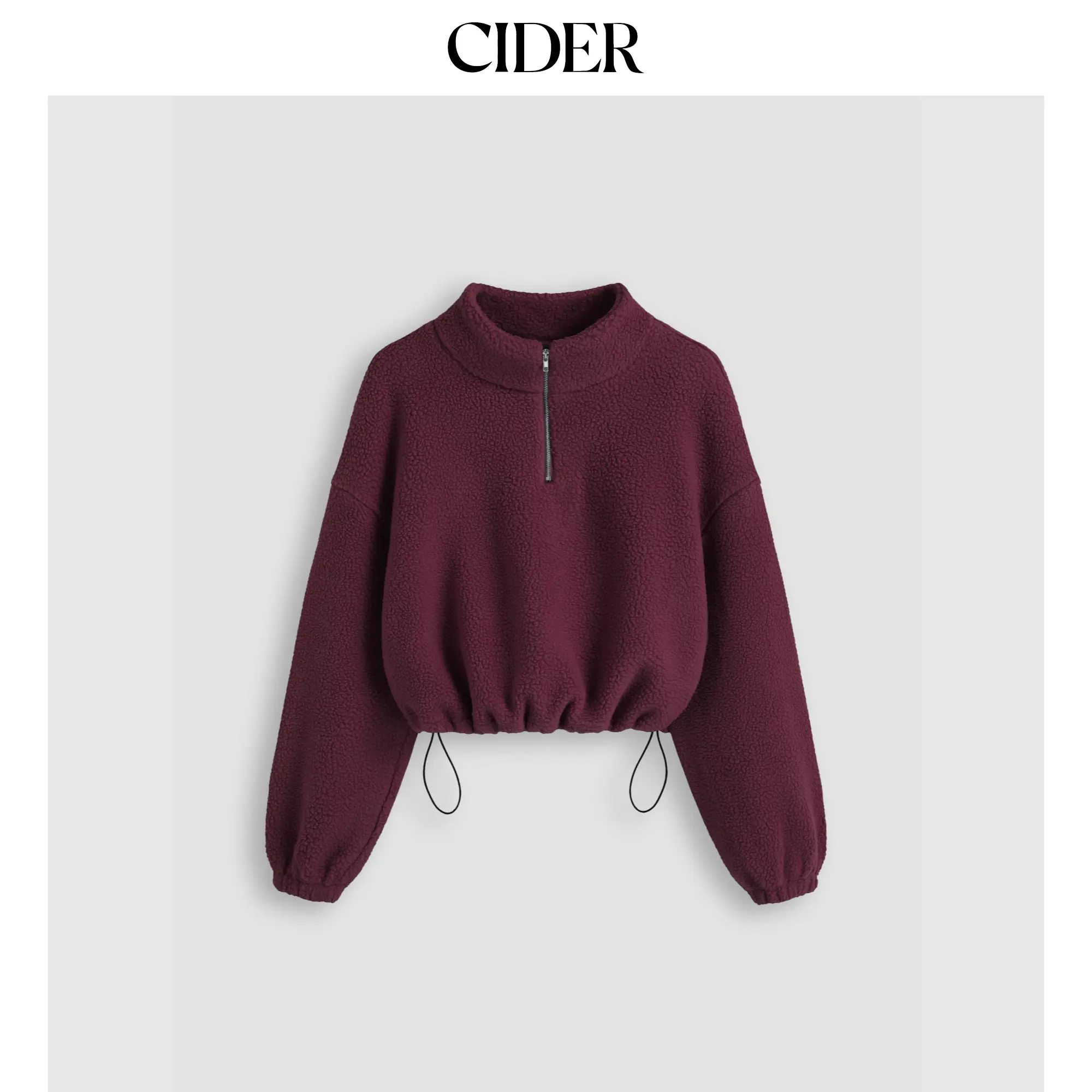 Cider Women's Basic Casual Fleece High Neck Hoodie - 5 Colors, Sizes 0-26, Drawstring Zipper Front Pullover, Long Sleeve, Plain Minimalist Tops, Drawstring Hem