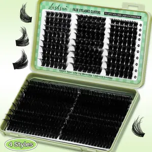 LASHSUN 540PCS D Curl 4 style 10-18mm/14-22mm Mixed Length Volume & 3D Effect Cluster Lashes, Soft And Comfortable False Eyelashes Long-Lasting Lashes, Eyelash At Home For Daily Life&Dates And Party