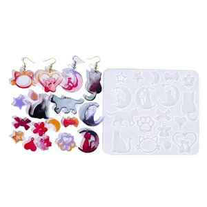 Cat Star Silicone Molds Set, Beginner DIY Drip Glue Craft Material, Handmade Pendant & Charm Materials, Parent-Child Crafts