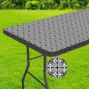 1 PC 6 Foot Washable Rectangular Fitted Table Cover with Elastic Edge for Outdoor Patio Camping Picnic and Garden Party