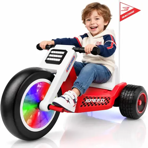 #LIGIANT Toddler Electric Tricycle Ride-On Toy - PVC-Free Plastic, 5MPH Max Speed, Adjustable Seat, LED Multicolor Front Wheel Light, 66lbs Max Weight, Built-In Music, ASTM F963 Certified, Trike Bike, Ride On Car for 3-4 Years, T7/T7 APEX