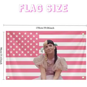 Generic Melanie Flags 3x5 Ft American Singer Flags Pink Flags Tapestry for Bedroom Party College Dorm Bedroom Wall Decor with 4 Brass Grommets Decor, large