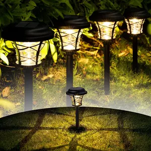 SOLPEX 6-Pack Solar Pathway Lights, Solar Powered Outdoor Lights, High Lumen Outdoor Solar Lights, Metal & Glass Garden Lights Waterproof for Patio, Yard Lawn and Garden (Warm White)