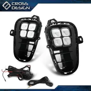 CROSSDESIGN Front Fog Lamps with Turn Signal, LED DRL Running Lights, Driving Lights for KIA Rio 2018-2020 Vehicle Accessories to Boost Night Visibility