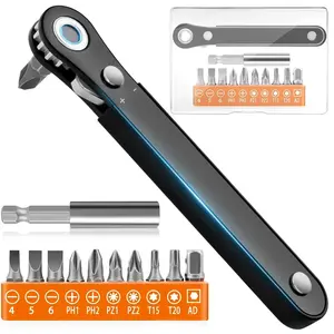Right Angle Screwdriver Set, Mini Ratchet 90 Degree Offset Screwdriver, Pocket Low Profile Ratchet Wrench, Screwdriver Head Kit