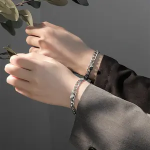 1 Set Love Magnet Couple Bracelet Simple Fashionable, Cuban chain Best friend Couple Bracelet