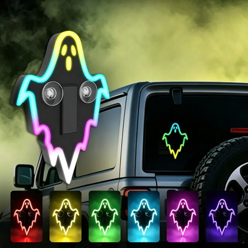 JOYTUTUS Solar-Powered LED Multi-Neon Shape Light - Eco-Friendly Wireless Auto Interior Halloween Decor, Modern Stylish Design, Car Electrical Accessory with Ambient Glow, Cool Car Stuff for Girls