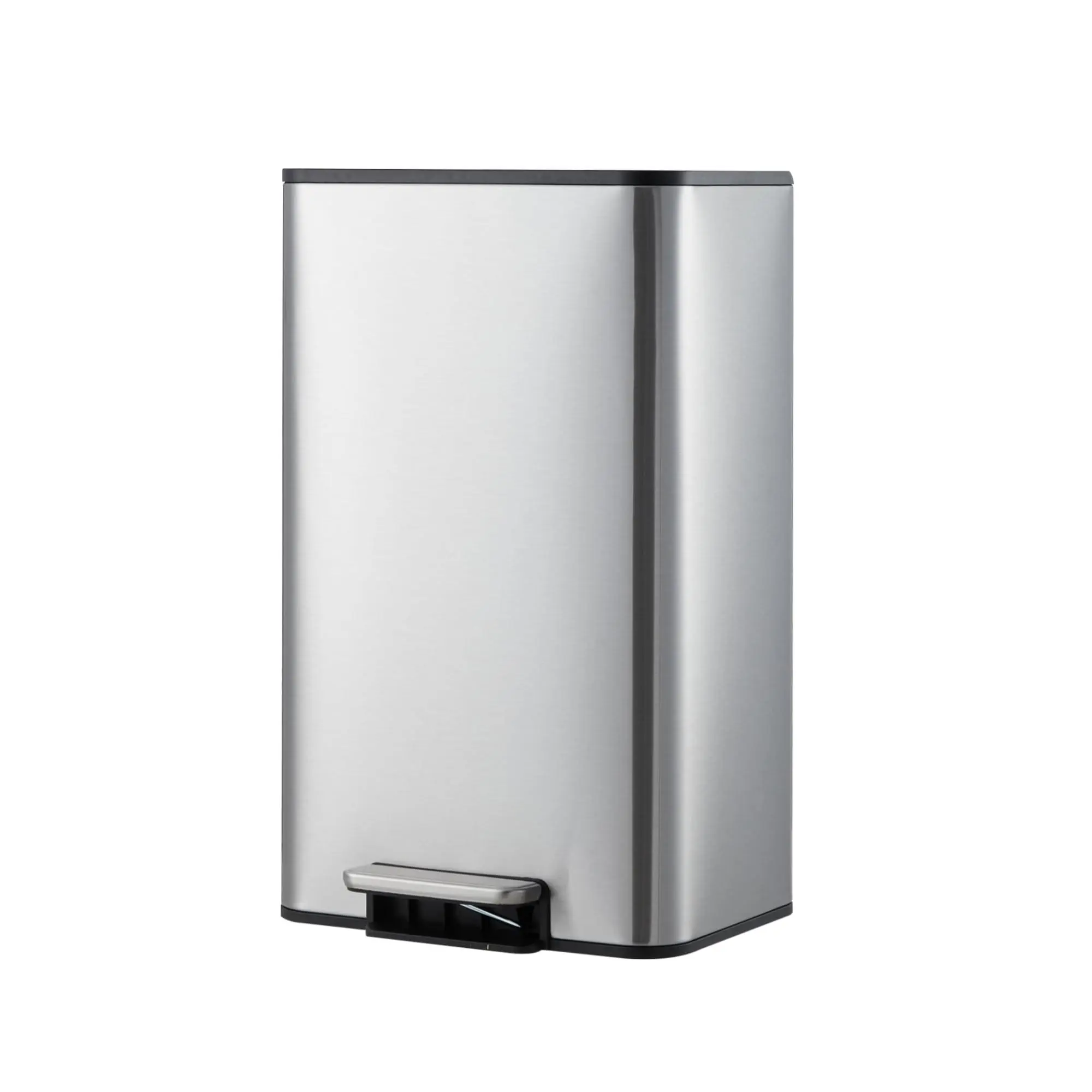 4.8 Gallon Rectangular Trash Can with Soft-Close Lid, Garbage Can Foot Pedal & Slim Design, Trash Bin for Kitchen Bathroom Office (Stainless Steel)