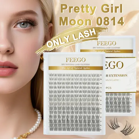 Pretty Girl & Moon 0814（Only Lash）Natural Single Lashes Replaces Extensions 168pcs Lashes Lengthening Lash Extensions 8-14 mm Individual Lash Extensions Waterproof Lash Extensions DIY at Home Beginner Friendly Kit Eyelash Clusters Natural Mixed Length Set