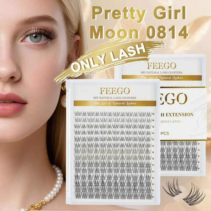 Pretty Girl & Moon 0814(Only Lash)Natural Single Lashes Replaces Extensions 168pcs Lashes Lengthening Lash Extensions 8-14 mm Individual Lash Extensions Waterproof Lash Extensions DIY at Home Beginner Friendly Kit Eyelash Clusters Natural Mixed Length Set