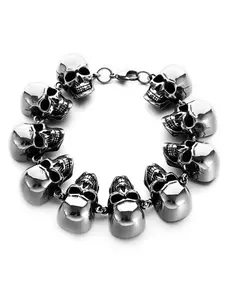 Titanium Steel Skull Head Bracelet for Men, Vintage Punk Style, Unique Personality Design, Fashion Accessory, Perfect Gift Idea, High Quality Bracelet, Punk Style Jewelry