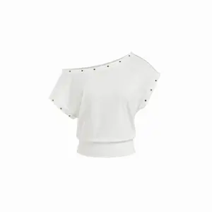 Cider Cotton-blend Asymmetrical Neck Oversize Crop Tee