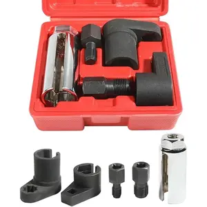5-Piece Car Oxygen Sensor Socket and Thread Milling Cutter Set - 3/8" and 1/2" Drive, 7/8" 22mm Oxygen Sensor Removal Tool, Car Oxygen Sensor Socket Removal Tool Wrench and Thread Milling Cutter Set Precision Work Essential Tool