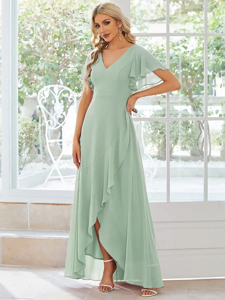 Ever-Pretty Spring Dress Elegant Minimalist V Neck Chiffon Bridesmaid Dress with Lotus Leaf Hemline & Flattering Fit for Women's Wear,Formal dress , 01749 - TikTok Shop Ever-Pretty Spring Dress Elegant Minimalist V Neck Chiffon Bridesmaid Dress with Lotus Leaf Hemline & Flattering Fit for Women's Wear,Formal dress , 01749 - TikTok Shop