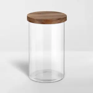 NEAT Method Glass Jars with Acacia Lids - Air-Tight Seal, 4 Sizes