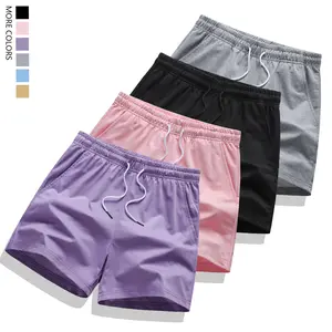 Pack of 4 women’s summer solid-color shorts with elastic waistband, suitable for sports, running, fitness, yoga, and everyday casual wear.