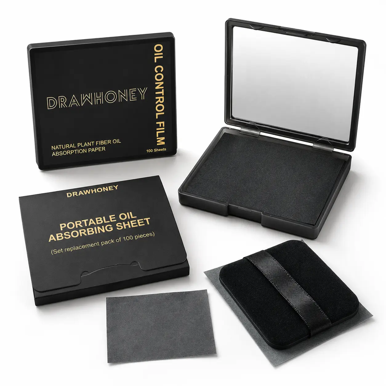 DRAWHONEY Magnetic Facial Oil Absorbing Paper for Oil Control - Portable and Convenient for Quick Makeup Replenishment - Naturl - 200/800 Pieces-BYD