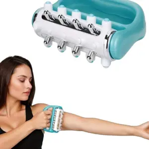 Manual Rubber Band Massager with Ergonomic Blue Handle, 8 Round Protrusions, Hard PP Plastic Muscle Tension Release Tool