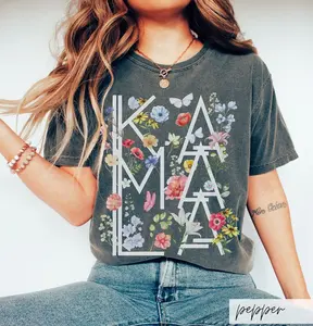 Comfort Colors Botanical Kamala Shirt, Patriotic Cottagecore Kamala Harris Voting 2024 Presidential Election Tee, Artsy Floral Politics Tee