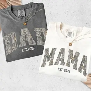 Camo Mama Dad Shirt, Comfort Colors, Matching Mom & Dad TShirts, Pregnancy Announcement, Mother's Day Gift for Mom, Dad Gift, Christmas Gift #giftfordad #dadgift #giftforfather #giftformom #momgift #giftforher