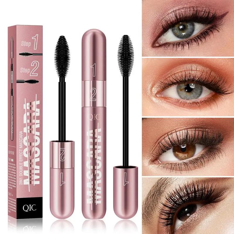Women 2in1 Black Waterproof Mascara-5X Long Lasting 4D Lash for Beauty Charming Eye Makeup, All-in-One Mascara lady Smooth Gel mascara maybelline sky high maybelline sky high mascara blush matte wands liftingmascara