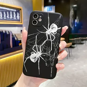 Black White Spider Web Pattern Case for iPhone 16 15 14 Pro Max 13 12 11 XR XS Plus Shockproof Full Camera Protection Durable slim Silicone Cover