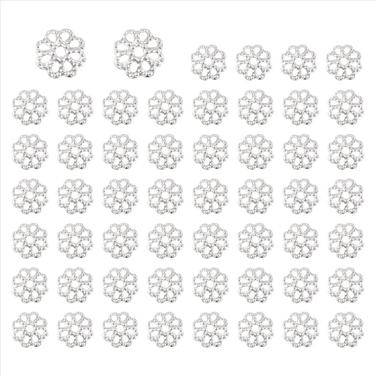 Beautiful Bead 6mm Silver Tone Flower Bead Caps for Jewelry Making (About 500pcs)