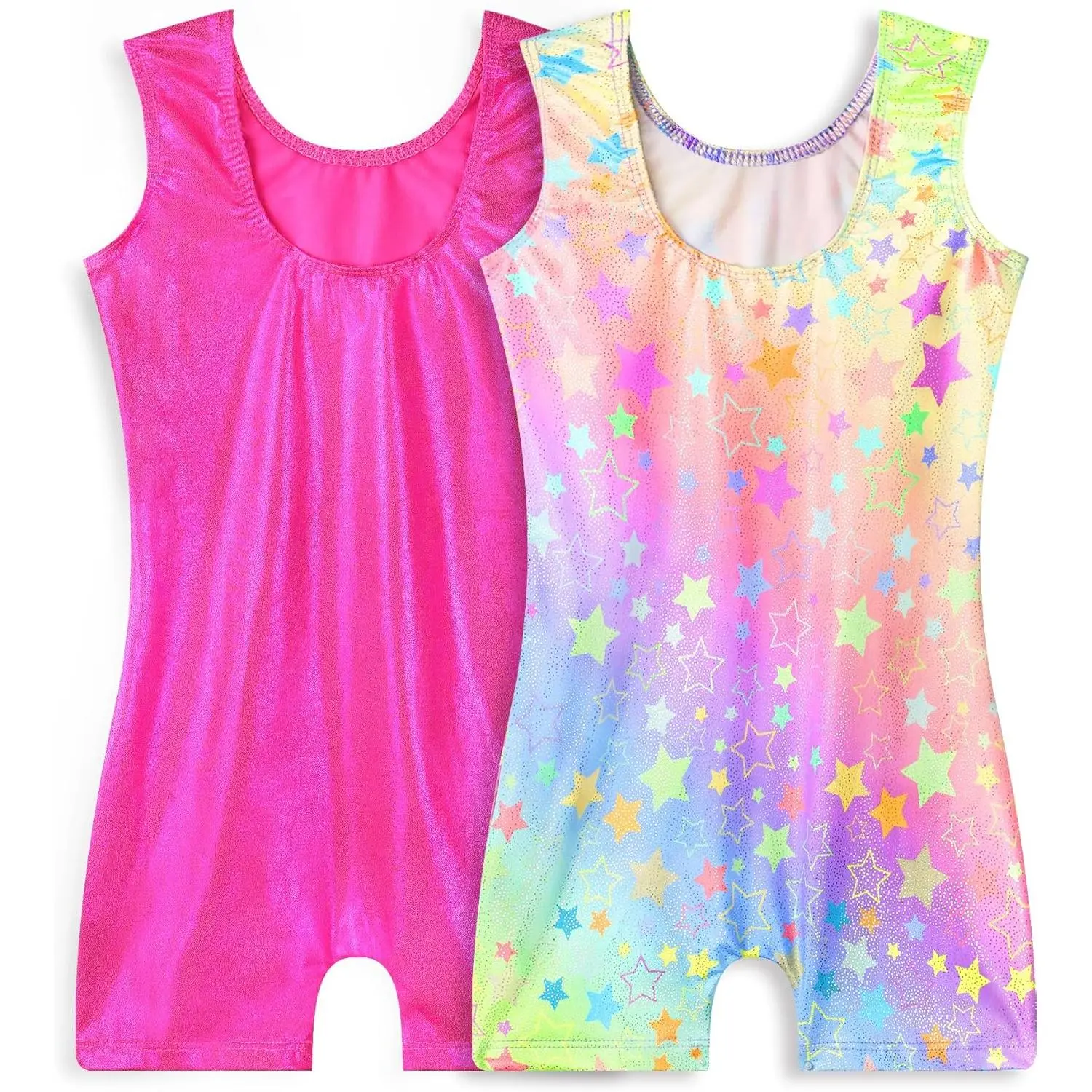 Girls' Sparkly Gymnastics Leotards 2-Pack - Sleeveless Toddler Biketards for Tumbling Dance Classes, Comfortable Stretchy Performance Wear Perfect for Ballet Cheerleading Practice and Recitals Girls' Sparkly Gymnastics Leotards 2-Pack - Sleeveless Toddler Biketards for Tumbling Dance Classes, Comfortable Stretchy Performance Wear Perfect for Ballet Cheerleading Practice and Recitals
