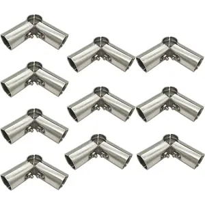 10 Pcs 1 Inch(25mm) Structural Pipe Connector 90 Degree Joint Chain Link Fence Clamp, 3 Way Stainless 201 Corner Fitting End Rails Clamps, Thickness 1.8mm