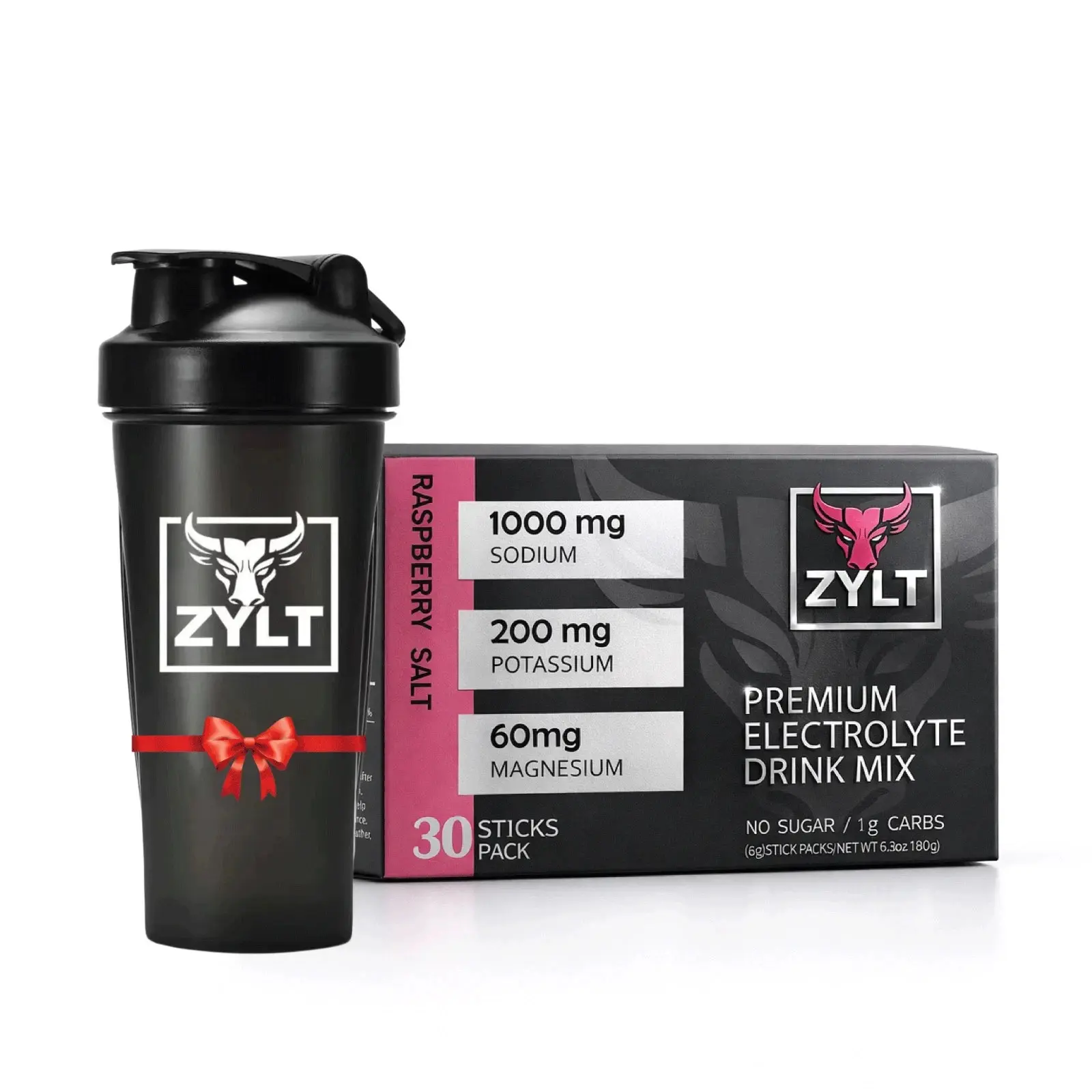 ZYLT Raspberry Low Sodium Electrolyte Powder Sticks - Sugar-Free, 30 Pack, Bottle-Free Electrolyte Drink Mix Supplement