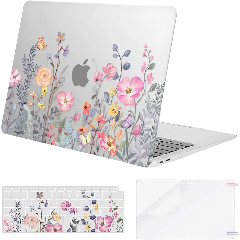 MOSISO 13 inch Custom Laptop Case for Specific Models MacBook Air 2018-2022 (A2337 M1, A2179, A1932) - Plastic Polycarbonate Snap-On Seamless Hard Shell, Retina Fit, Touch ID, Flexible Keyboard Cover, Screen Protector, Heat Dissip., Spring Floral Design,