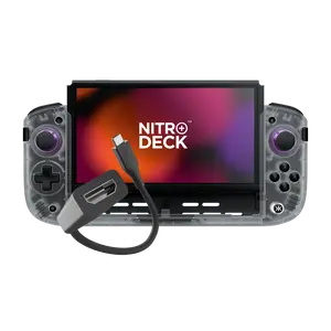 Nitro Deck+ for Switch & OLED Switch Clear White Edition with HDMI Adapter - Enhanced Comfort - Docked Mode - No Stick Drift - Programmable Buttons - Companion App