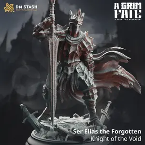 Void Knight - Ser Elias the Forgotten 3D-Printed Resin Miniature, DM Stash Character Figure Miniatures, Home Decor Statue, 3D-Printed Resin Miniatures