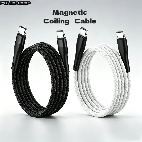 [Buy One Get One Free] 60W usB-C to USB-C Magnetic Charging Cable, Retractable Car Phone Cable, Easy to Store, Tangle-Free, Fast Data Transfer, Quick Charging, Compatible with Samsung/iPhone 17/16/15, Durable Alloy Connector, Fast Charging USB Cable