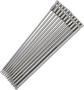 11 count 200mm Extra Long Torx  Bit Set,   S2 Steel  Screw Driver Drill Bits 1/4" Hex Shank Tamper Proof  Bit Set (T6-T40)