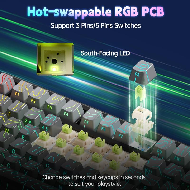 Aula F75 MAX Wireless Mechanical Keyboard with TFT Screen and Knob, Gasket Gaming Keyboard in 75% Layout, Hot Swappable, RGB Backlight, for  Multimedia ScrolWheel, creamy keyboards