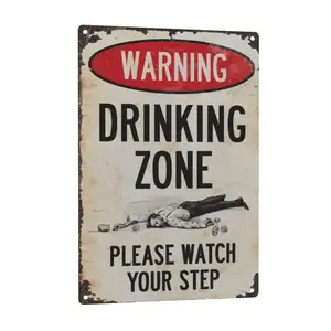 Funny Drinking Zone Metal Bar Sign - Vintage Style Sign - 8×12 Inch Wall Art for Home, Home Bar Living Room Garage & Man Cave,SummerVibes
