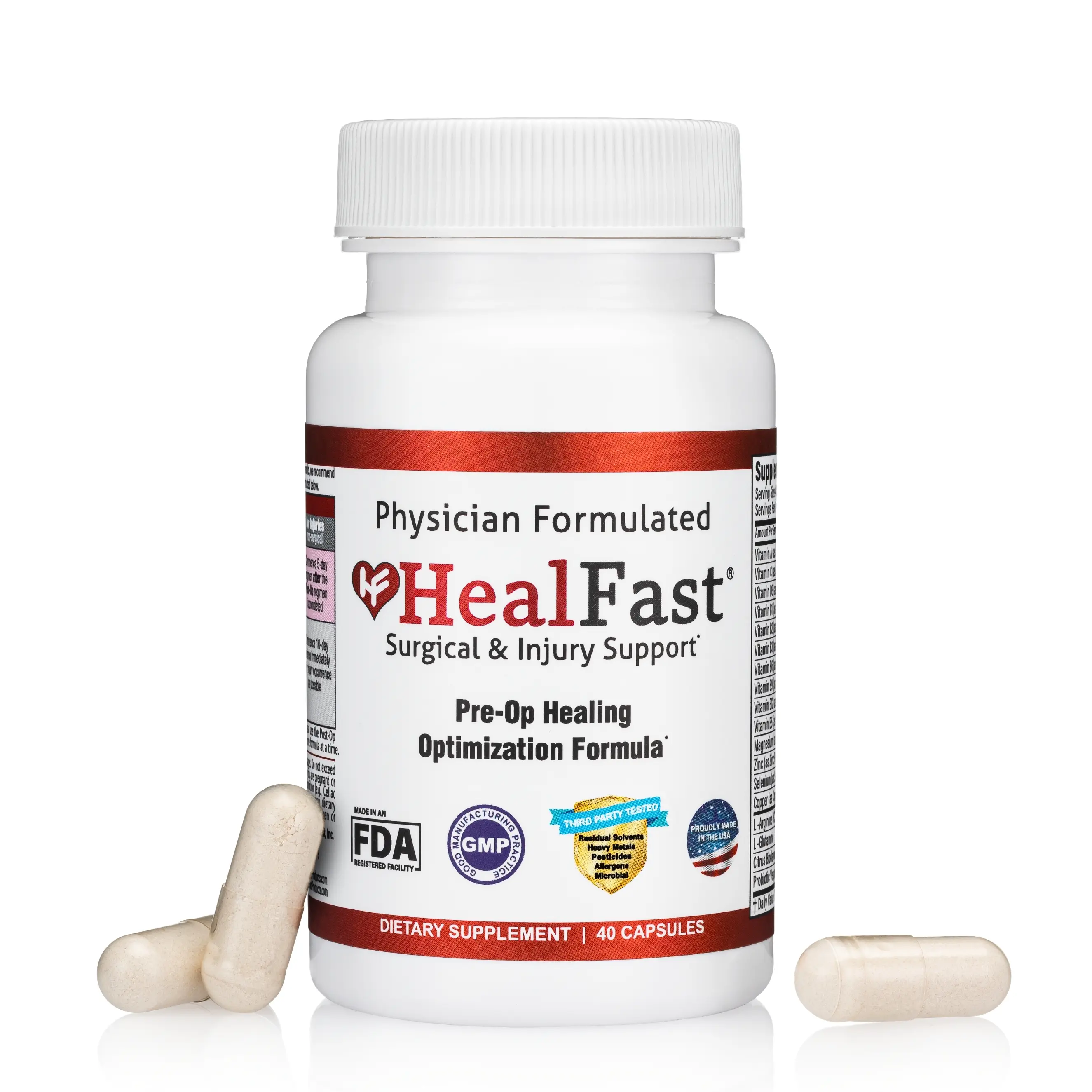 HealFast Surgery & Injury Recovery Supplement (Pre-Op): Quercetin, Probiotics Supplement for Wound, Liposuction, Tummy Tuck, and BBL Post Surgery Supplies
